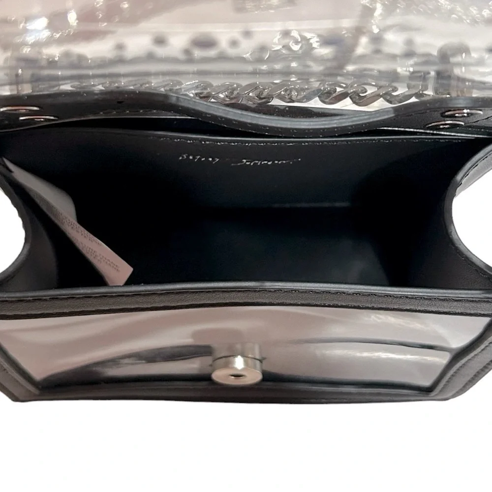 BETSEY JOHNSON Stadium bag Embellished Bow Black Clear Silver bling Like new - Picture 15 of 15